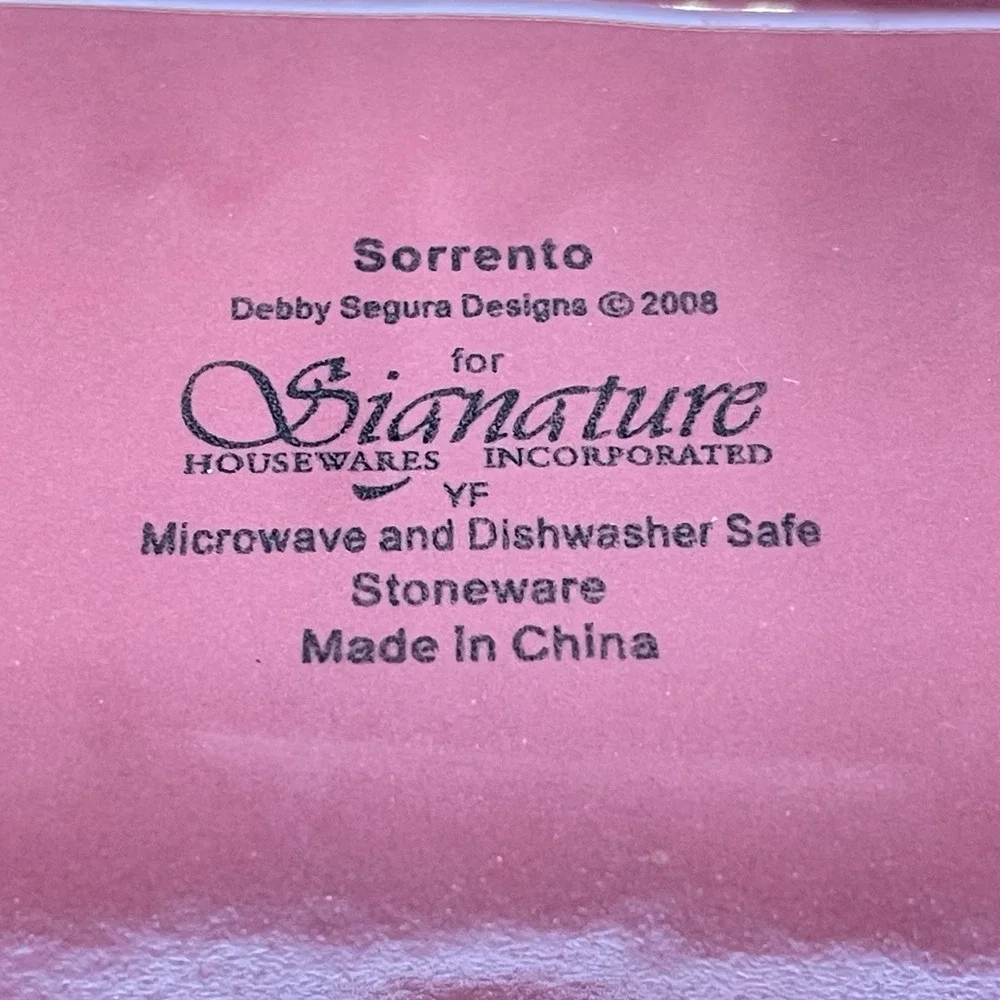 Vintage Signature Sorrento Debby Segura Square Appetizer Plates Set of 8 + Caddy